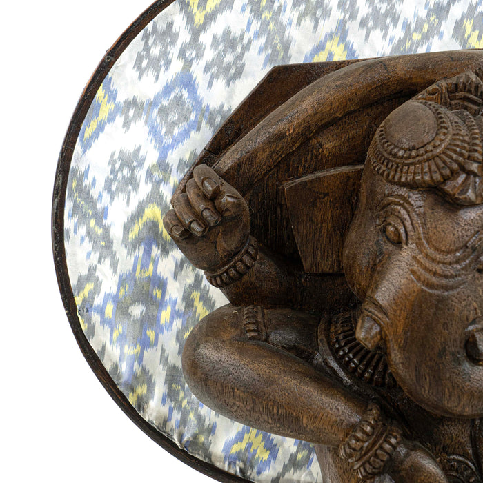 Ganesha Standing with Design Fabric Yellow & Blue