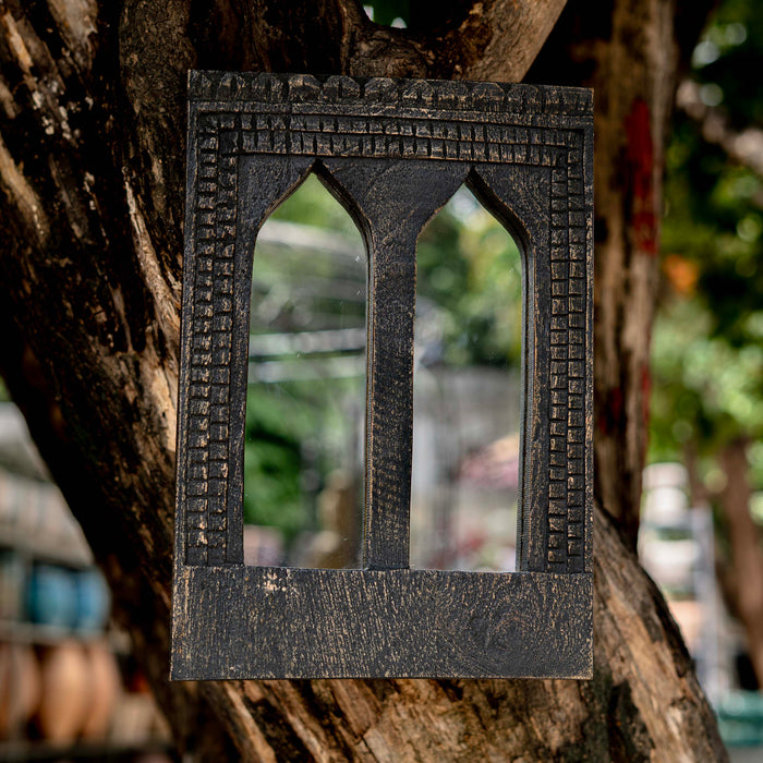 Amias Black Distressed Mirror