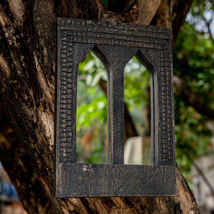 Amias Black Distressed Mirror