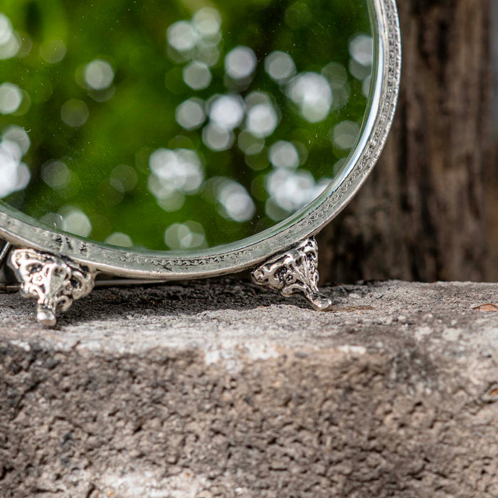 Midori Brass Round Mirror - Silver Finish