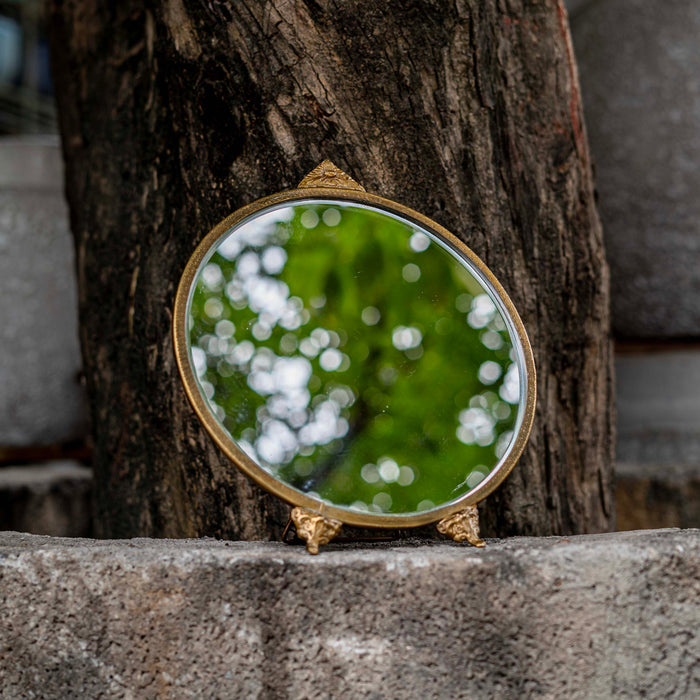 Midori Brass Round Mirror Gold