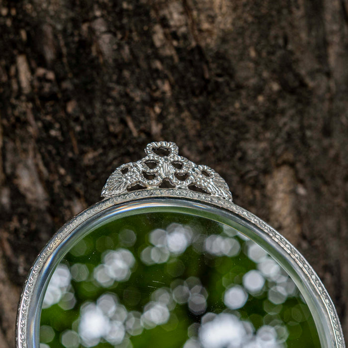 Midori Brass Round Mirror - Silver Finish