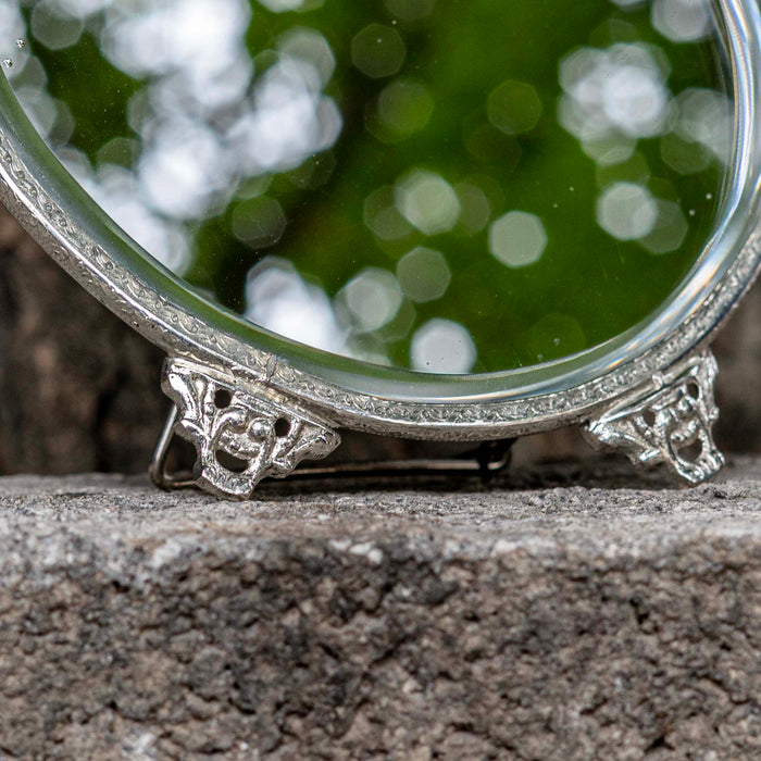 Midori Brass Round Mirror - Silver Finish
