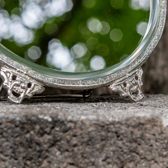 Midori Brass Round Mirror - Silver Finish