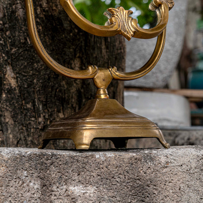 Gul Table Top Mirror With Stand Brass Antique
