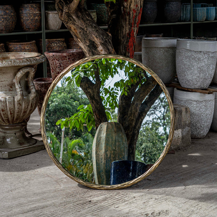 Nadia Round Mirror (Antique Gold)