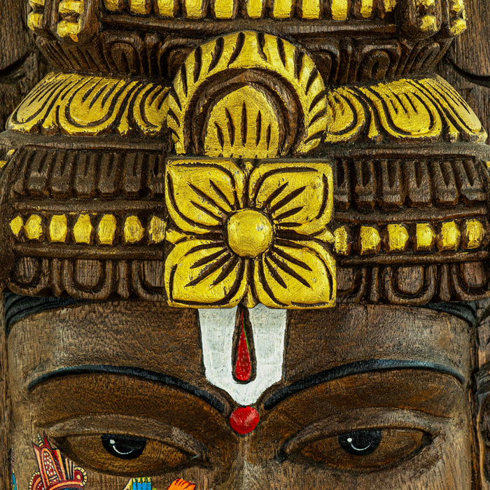 Vishnu Mask Ganesha Black Line Yellow Wall Mounted