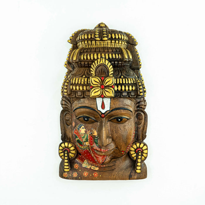 Vishnu Mask Sita Leather Puppet Style Wall Mounted
