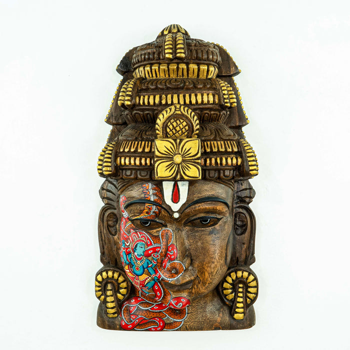 Vishnu Mask Krishna Samhara Leather Puppet Style Wall Mounted