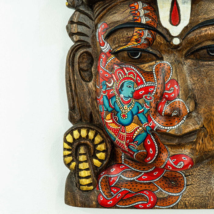 Vishnu Mask Krishna Samhara Leather Puppet Style Wall Mounted