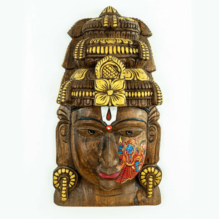 Vishnu Mask Rama (knife) Sita Leather Puppet Style Wall Mounted