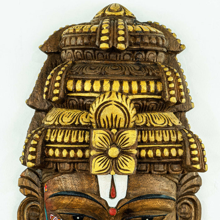 Vishnu Mask Hanuman Leather Puppet Style Wall Mounted