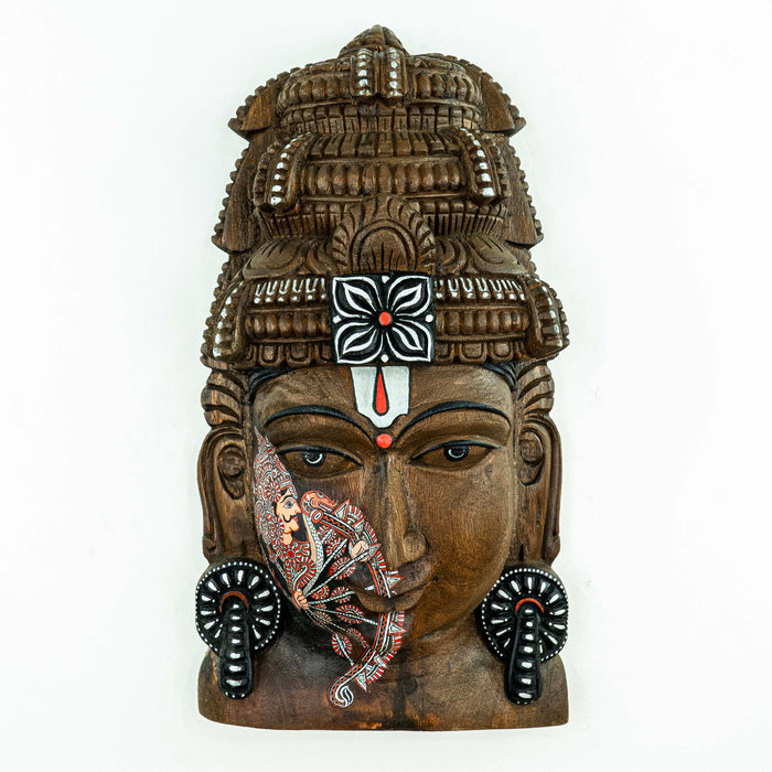 Vishnu Mask Rama Multi Arrow Leather Puppet Style Wall Mounted