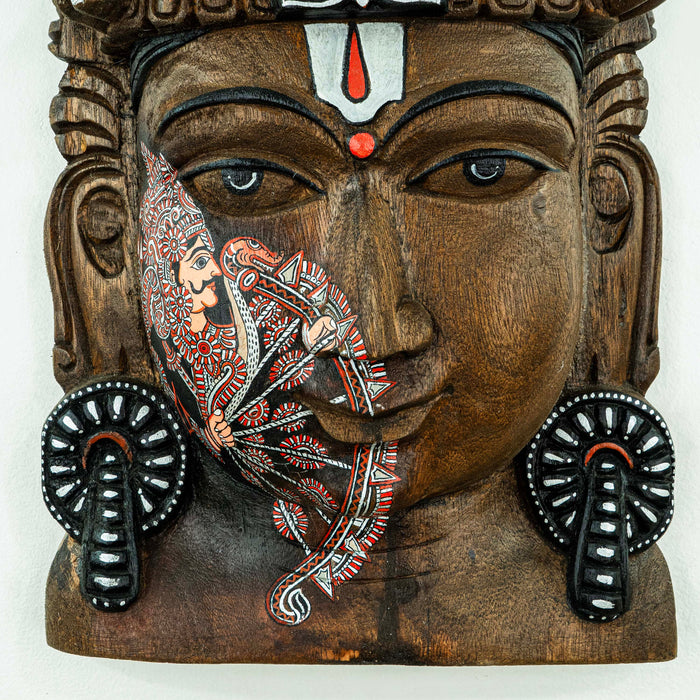 Vishnu Mask Rama Multi Arrow Leather Puppet Style Wall Mounted