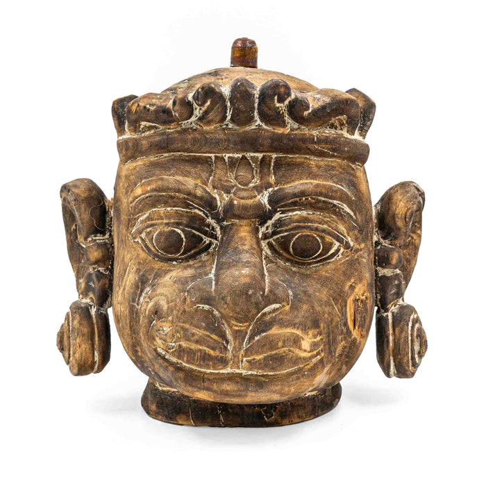 Hanuman Wooden Head With Pillar