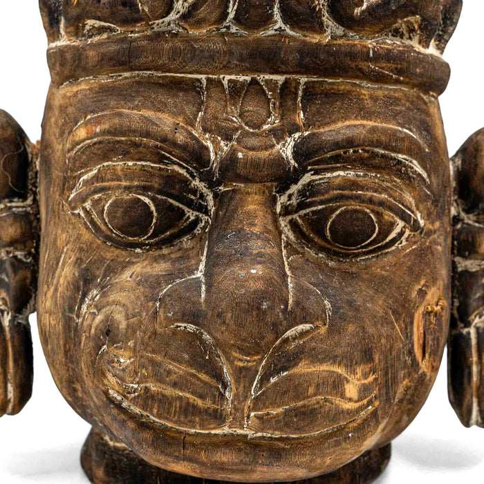 Hanuman Wooden Head With Pillar