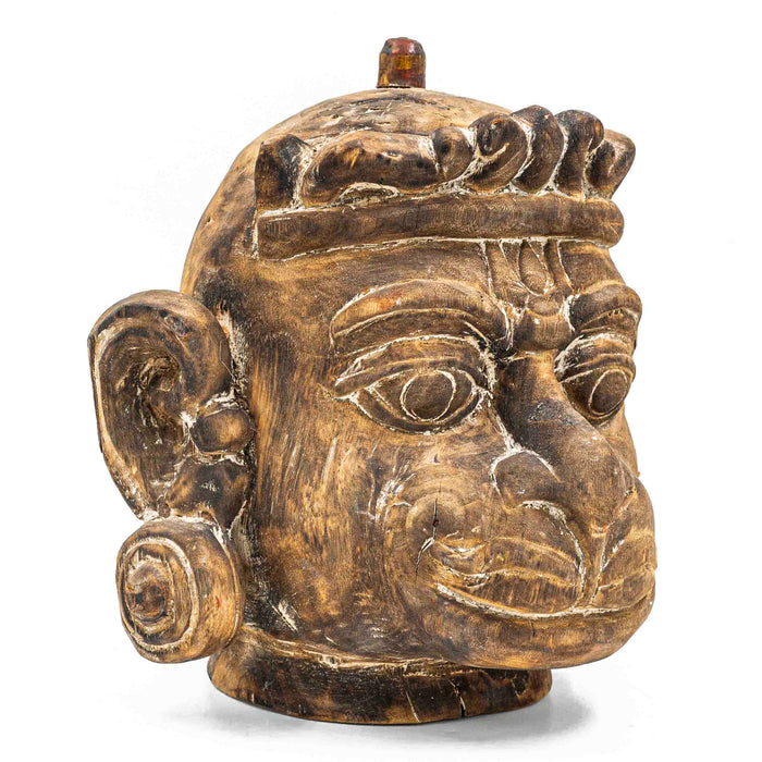 Hanuman Wooden Head With Pillar