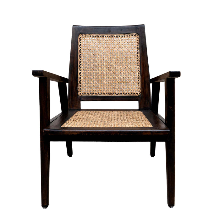 Black Teak Wood Cane Chair