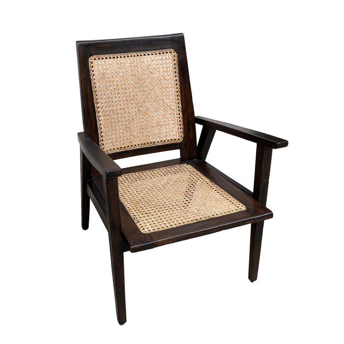 Black Teak Wood Cane Chair