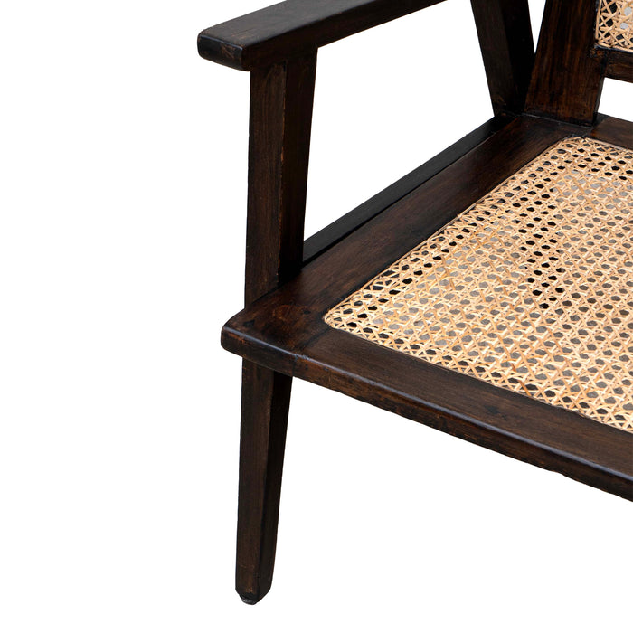 Black Teak Wood Cane Chair