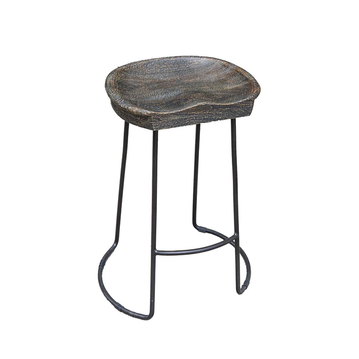 Mango Wood Bar Stool Black Distress