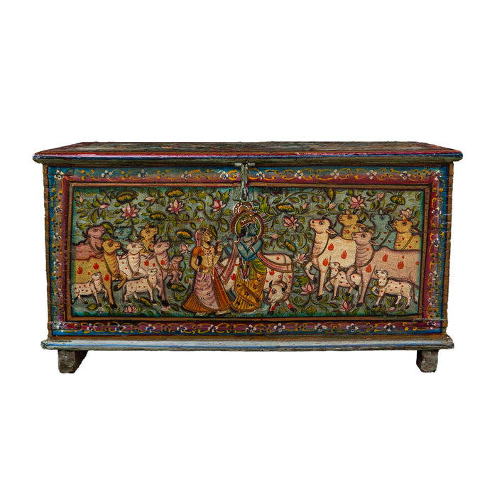 Akayda Painted Green Mango Wood Chest