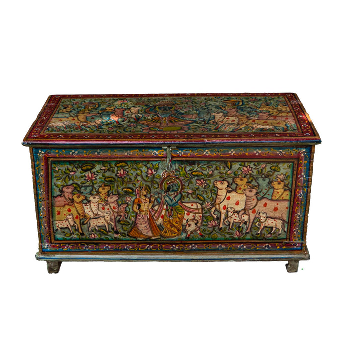 Akayda Painted Green Mango Wood Chest