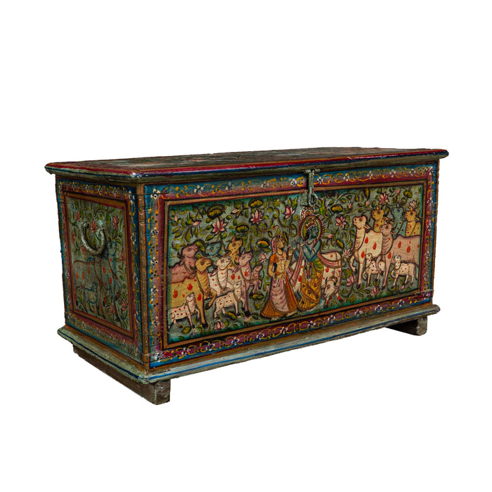 Akayda Painted Green Mango Wood Chest