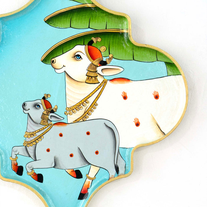 Arabesque Hand - Cows Painted Pichwai Decor Plate