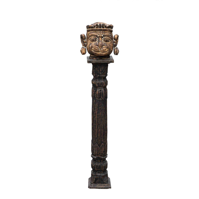 Hanuman Wooden Head With Pillar
