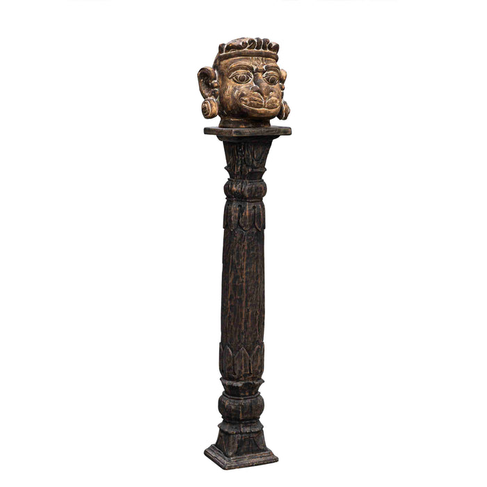 Hanuman Wooden Head With Pillar