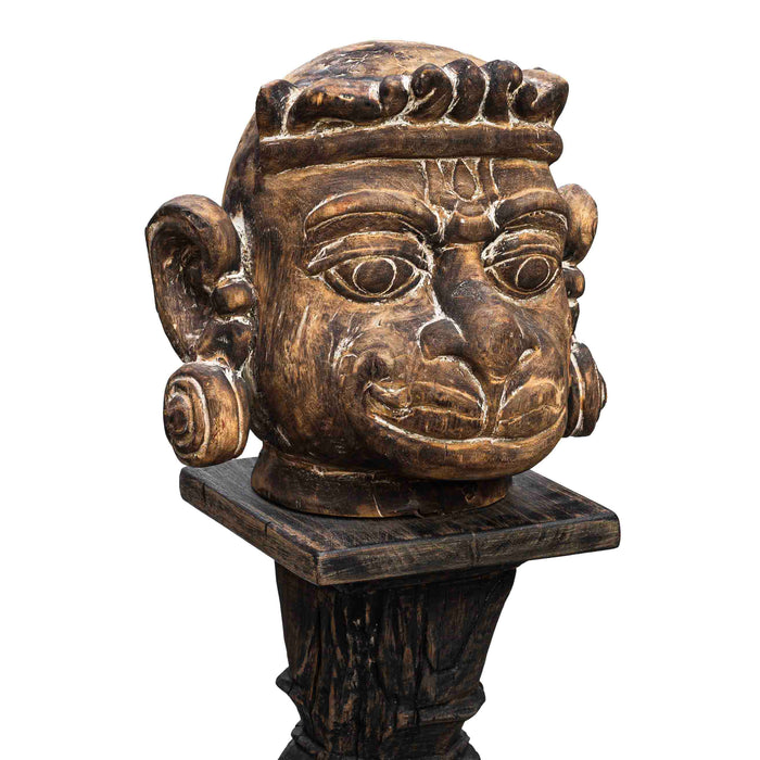 Hanuman Wooden Head With Pillar