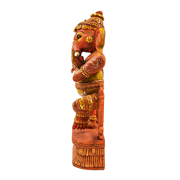 Hasya Ganesha Vengai Wooden Statue