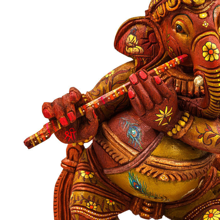 Hasya Ganesha Vengai Wooden Statue