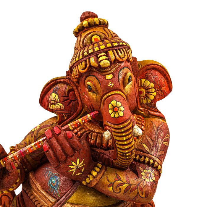 Hasya Ganesha Vengai Wooden Statue