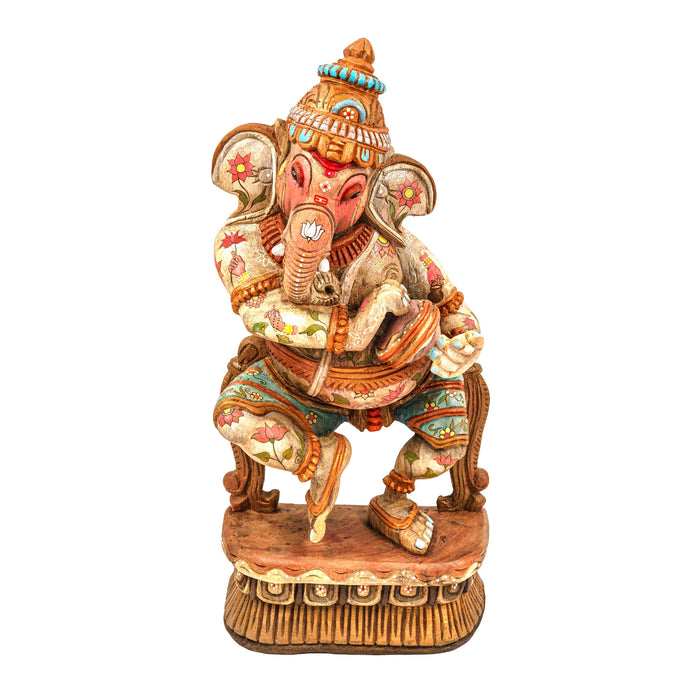 Shantambika Ganesha Vengai Wooden Statue