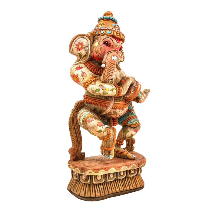 Shantambika Ganesha Vengai Wooden Statue