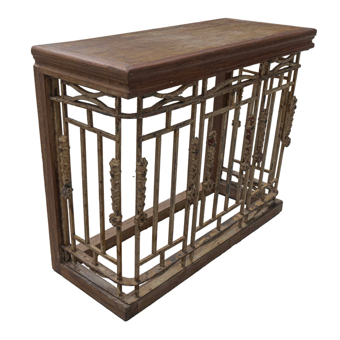 Ezaz Wooden Console With Cast Iron Grills