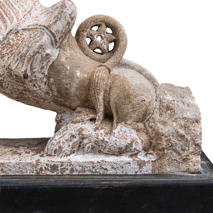 Rasi Simham Stone Lion On Wooden Base