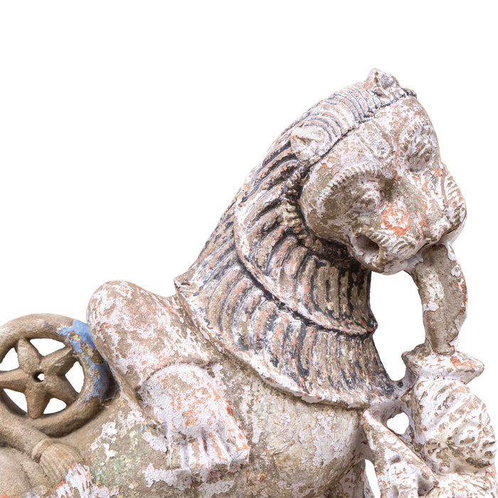 Rasi Simham Stone Lion On Wooden Base