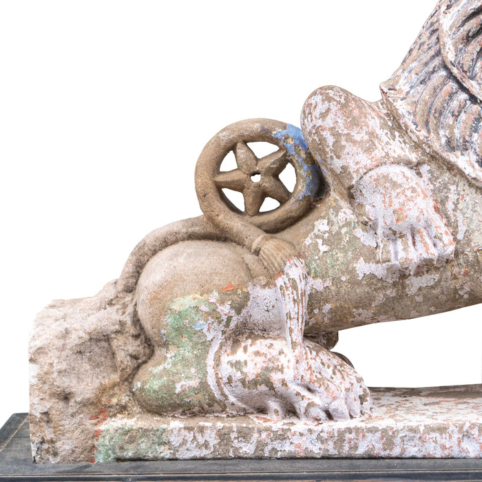 Rasi Simham Stone Lion On Wooden Base