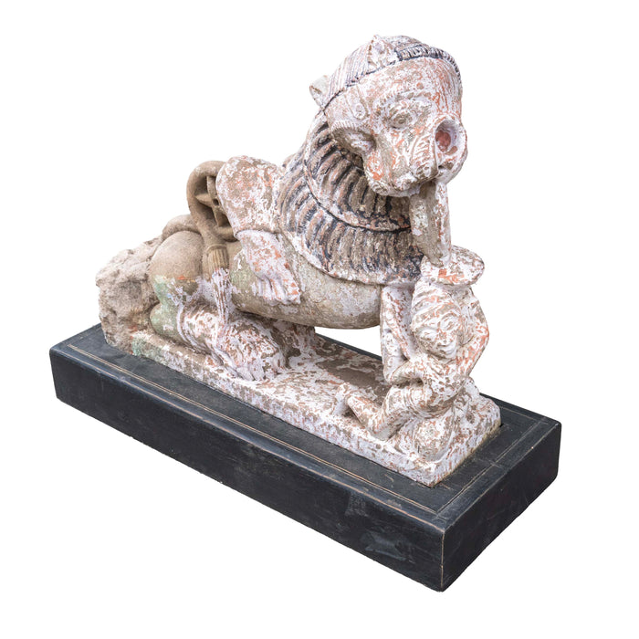 Rasi Simham Stone Lion On Wooden Base