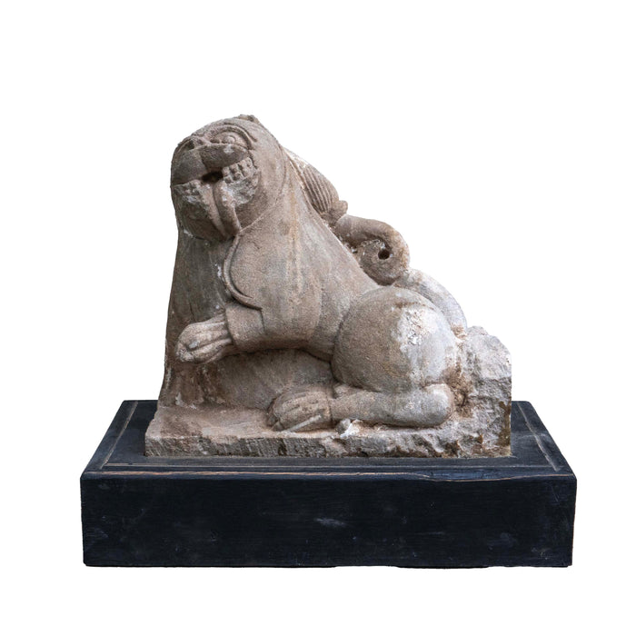 Rasi Sinha Stone Lion On Wooden Base