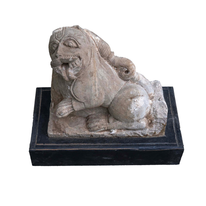 Rasi Sinha Stone Lion On Wooden Base