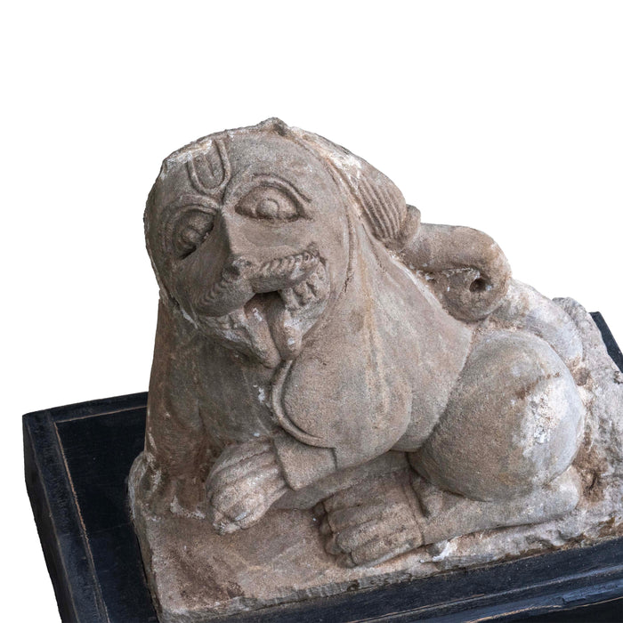 Rasi Sinha Stone Lion On Wooden Base