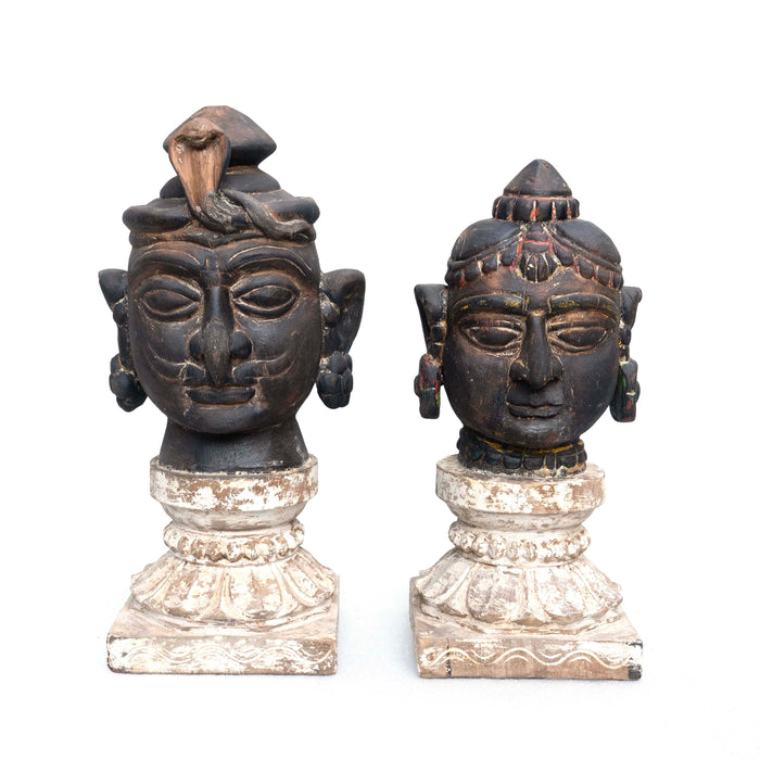 Vintage Shiva & Parvati Bust (Set of 2)