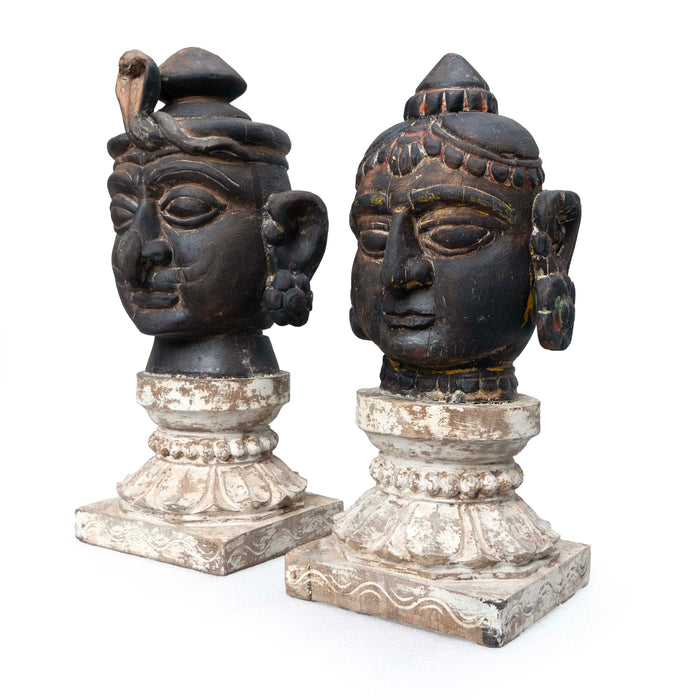 Vintage Shiva & Parvati Bust (Set of 2)