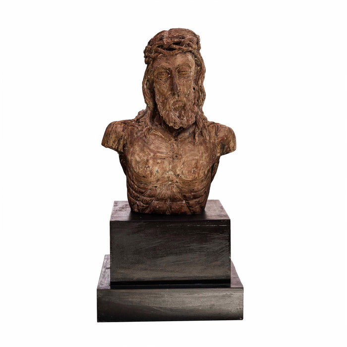Bust Of Christ Head Wooden Statue With Pillar