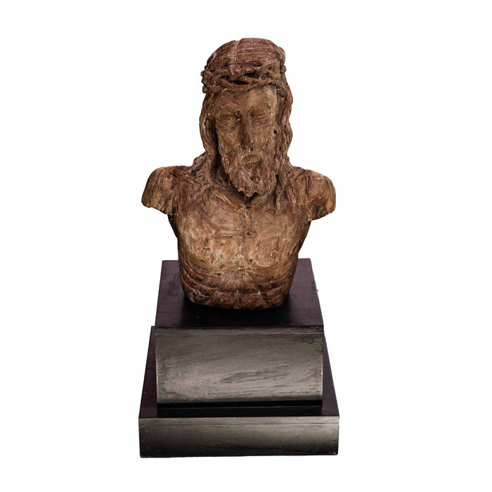 Bust Of Christ Head Wooden Statue With Pillar