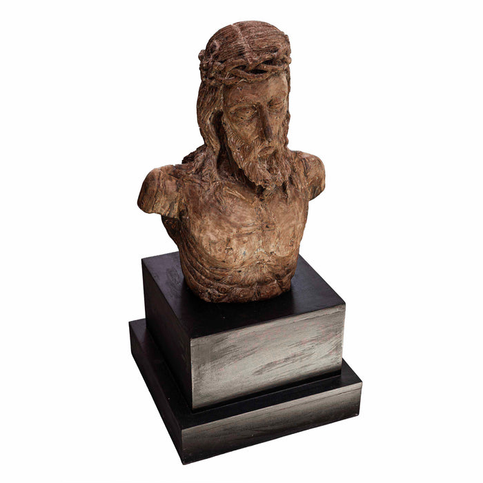 Bust Of Christ Head Wooden Statue With Pillar